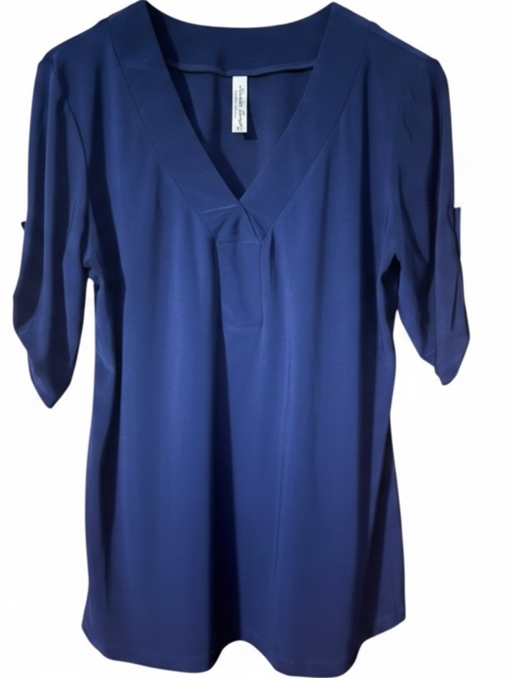 PerSeption Concept Navy V-Neck Roll-Tab Tunic